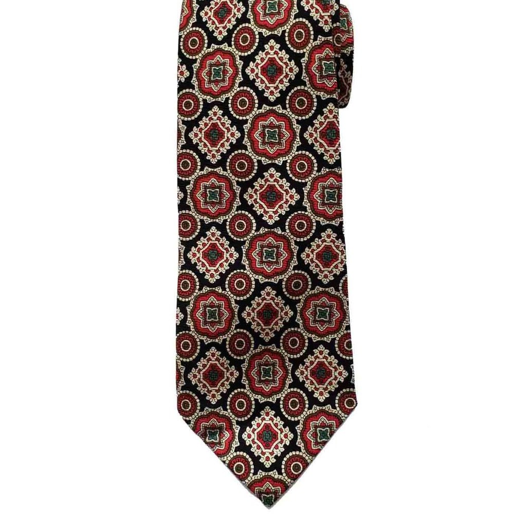Vintage Polo by Ralph Lauren Italian Silk Tie Fancy Geometric Men's Long